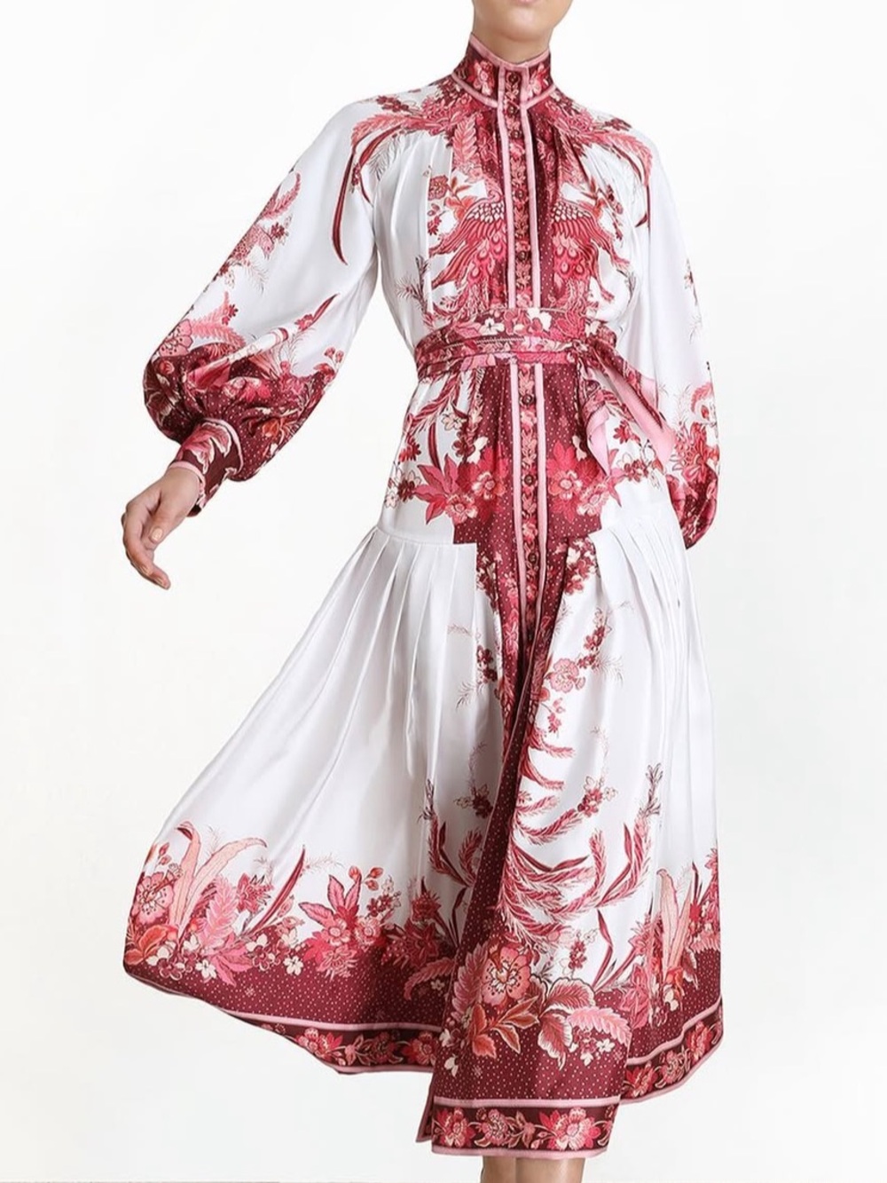 Zimmermann Wavelength Placement Midi Silk Dress